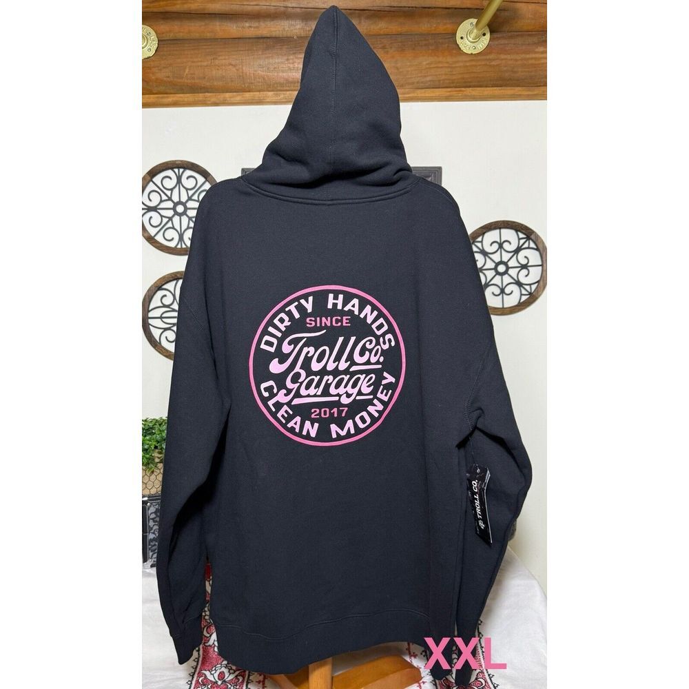 Troll Co.‎ Black Hooded Sweatshirt XXL Dirty Hands Clean Money NWT